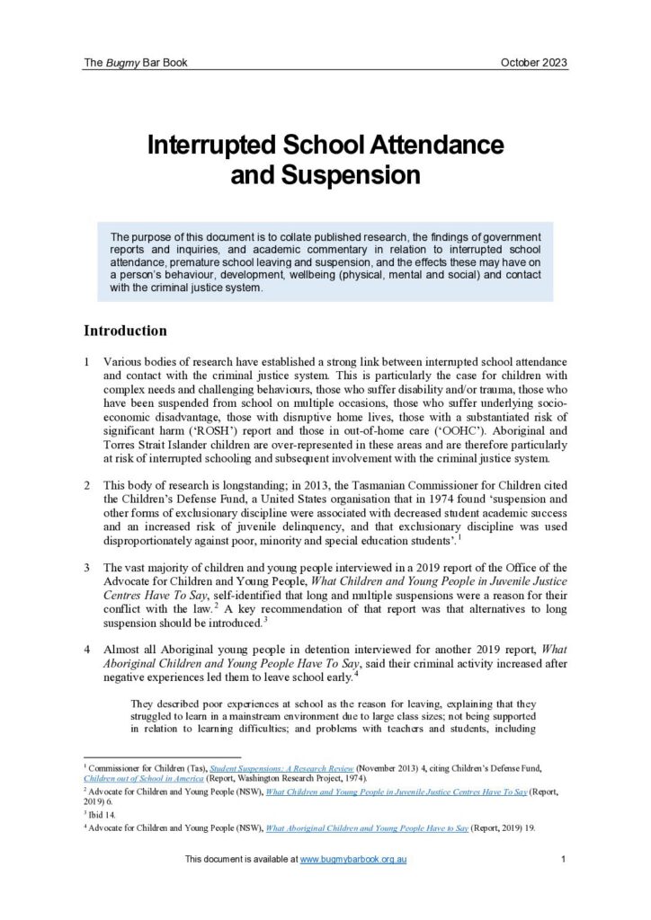 School Attendance and Suspension – chapter